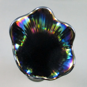 Antique Imperial Blue Ripple Carnival Glass Swung Vase