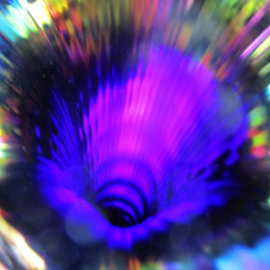 Antique Imperial Blue Ripple Carnival Glass Swung Vase