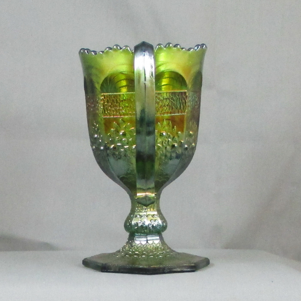 Fenton Orange Tree Green Carnival Glass Loving Cup