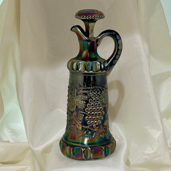Antique Northwood Grape & Cable Amethyst Carnival Glass Whiskey Decanter w Stopper