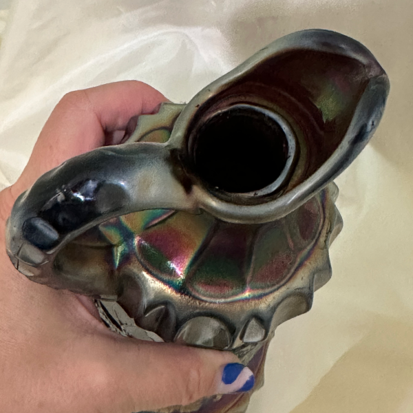 Antique Northwood Grape & Cable Amethyst Carnival Glass Whiskey Decanter w Stopper