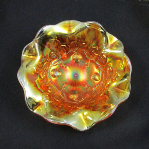 Antique Millersburg Marigold Strawberry Wreath Carnival Glass Small Bowl
