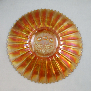 Antique Northwood Marigold Stippled Three Fruits Carnival Glass Plate