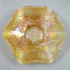 Antique Millersburg Whirling Leaves Marigold Carnival Glass Bowl