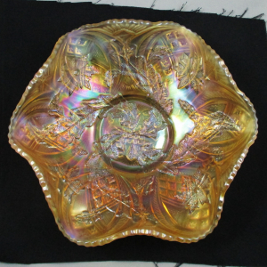 Antique Millersburg Whirling Leaves Marigold Carnival Glass Bowl