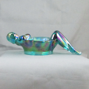 Mosser Teal Carnival Glass Bathing Beauty Soap Dish