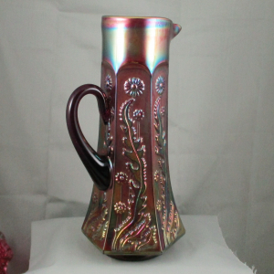 Antique Fenton Amethyst Paneled Dandelion Carnival Glass Water Set