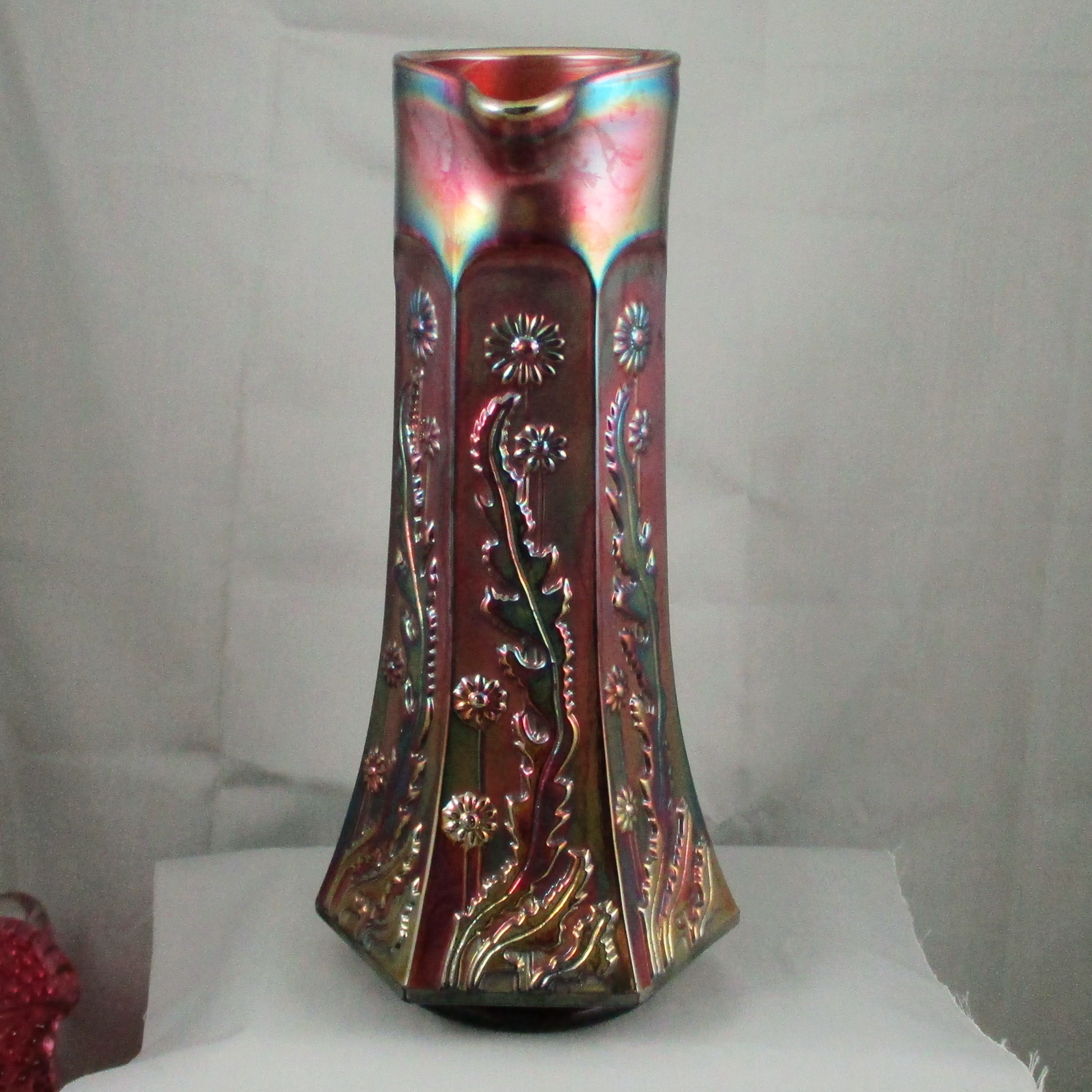 Antique Fenton Amethyst Paneled Dandelion Carnival Glass