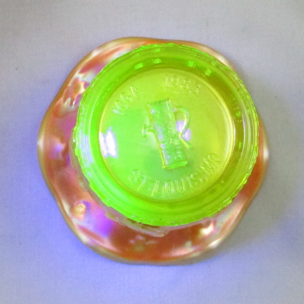 Fenton Vaseline Butterscotch Opal Frolicking Bears Carnival Glass Spittoon