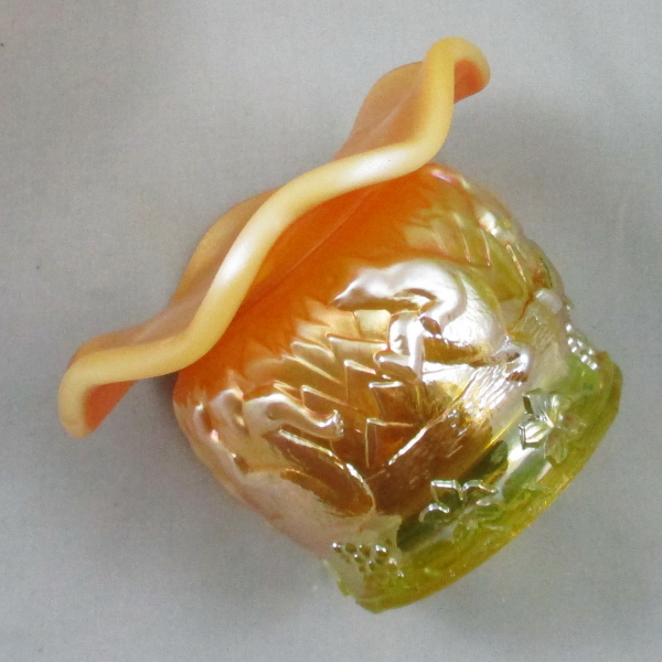Fenton Vaseline Butterscotch Opal Frolicking Bears Carnival Glass Spittoon