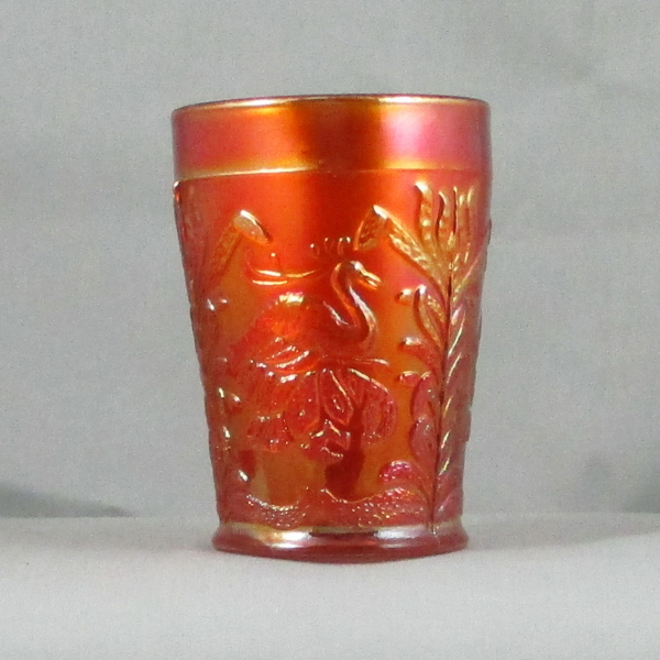 Antique Fenton Fluffy Peacock Marigold Carnival Glass Tumbler