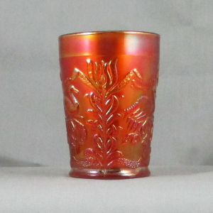 Antique Fenton Fluffy Peacock Marigold Carnival Glass Tumbler