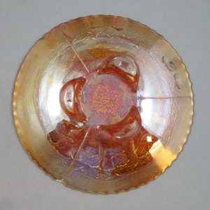 Antique Fenton Two Flowers Marigold Carnival Glass Plate