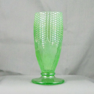 Antique Northwood Corn Stalk Base Lime Green Carnival Glass Vase