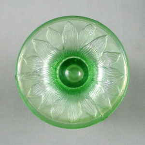 Antique Northwood Corn Stalk Base Lime Green Carnival Glass Vase