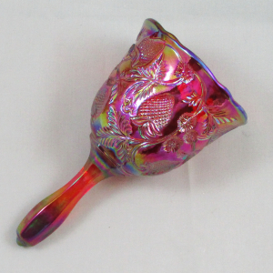 Fenton Red Inverted Strawberry Carnival Glass Hand Bell made for ACGA