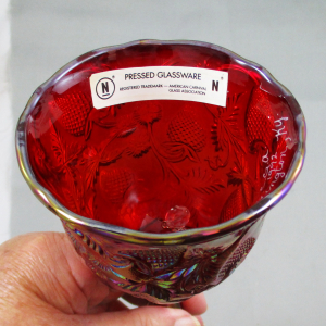 Fenton Red Inverted Strawberry Carnival Glass Hand Bell made for ACGA