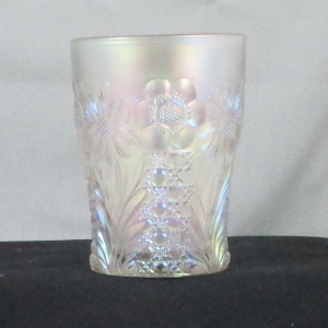 Antique U.S. Glass White Cosmos & Cane Carnival Glass Tumbler