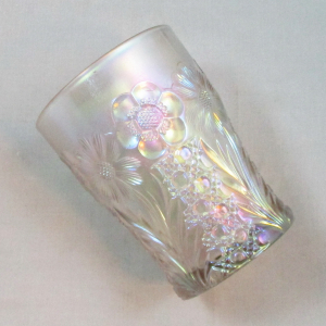 Antique U.S. Glass White Cosmos & Cane Carnival Glass Tumbler