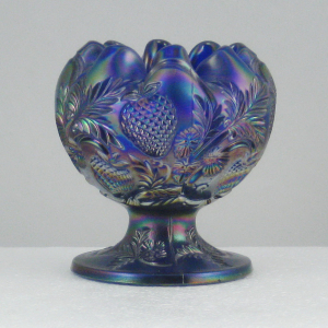 Fenton Blue Inverted Strawberry Carnival Glass Small Rosebowl