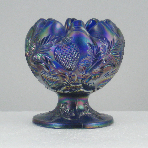 Fenton Blue Inverted Strawberry Carnival Glass Small Rosebowl