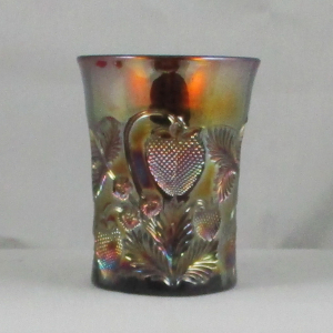 Antique Cambridge Amethyst Inverted Strawberry Carnival Glass Tumbler