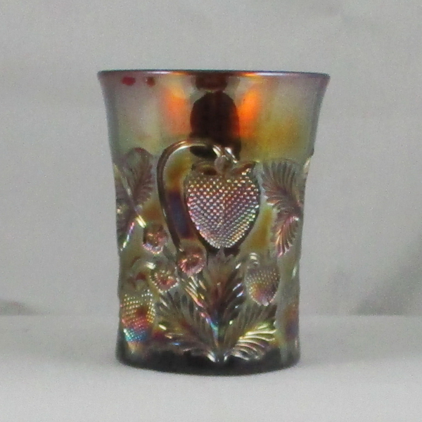 Antique Cambridge Amethyst Inverted Strawberry Carnival Glass Tumbler