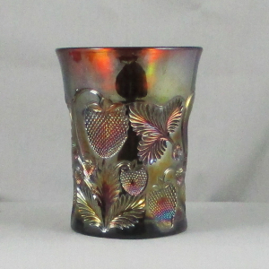 Antique Cambridge Amethyst Inverted Strawberry Carnival Glass Tumbler