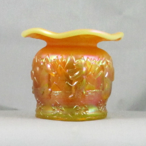 Fenton Vaseline Butterscotch Opal Frolicking Bears Carnival Glass Spittoon