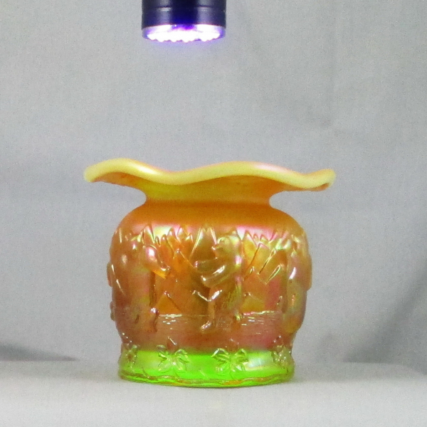 Fenton Vaseline Butterscotch Opal Frolicking Bears Carnival Glass Spittoon