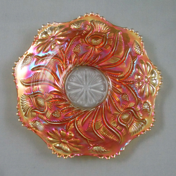 Antique US Glass Field Thistle Marigold Carnival Glass Plate