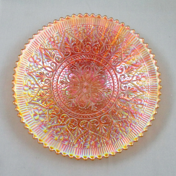 Antique Northwood Marigold Hearts and Flowers Carnival Glass Plate