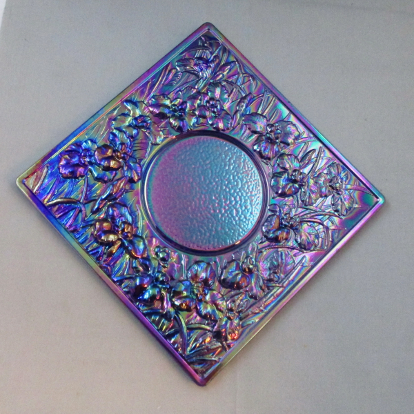 St. Clair for ICGA Cobalt Blue Iris Carnival Glass Picture Frame
