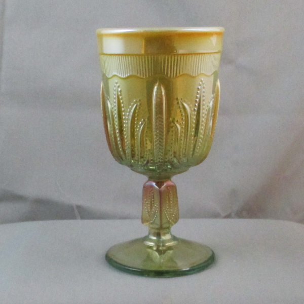 Fenton for Levay Glass Aqua Opal Cactus Carnival Glass Goblet
