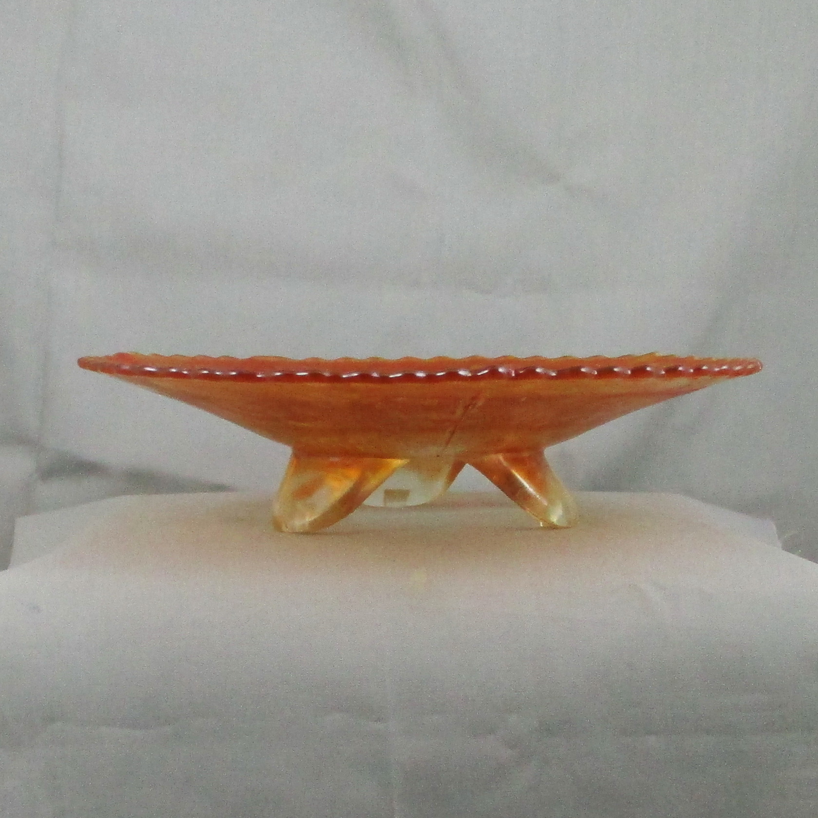 Antique Fenton Marigold Dragon & Lotus Carnival Glass Footed Plate Antique Fenton Marigold Dragon & Lotus Carnival Glass Footed Plate