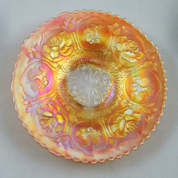 Antique Fenton Marigold Dragon & Lotus Carnival Glass Footed Plate Antique Fenton Marigold Dragon & Lotus Carnival Glass Footed Plate
