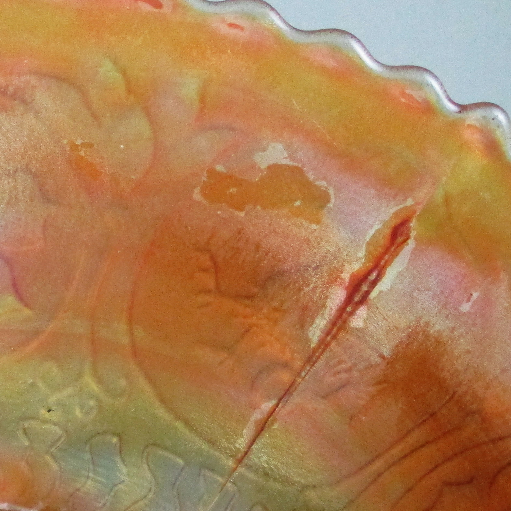 Antique Fenton Marigold Dragon & Lotus Carnival Glass Footed Plate Antique Fenton Marigold Dragon & Lotus Carnival Glass Footed Plate