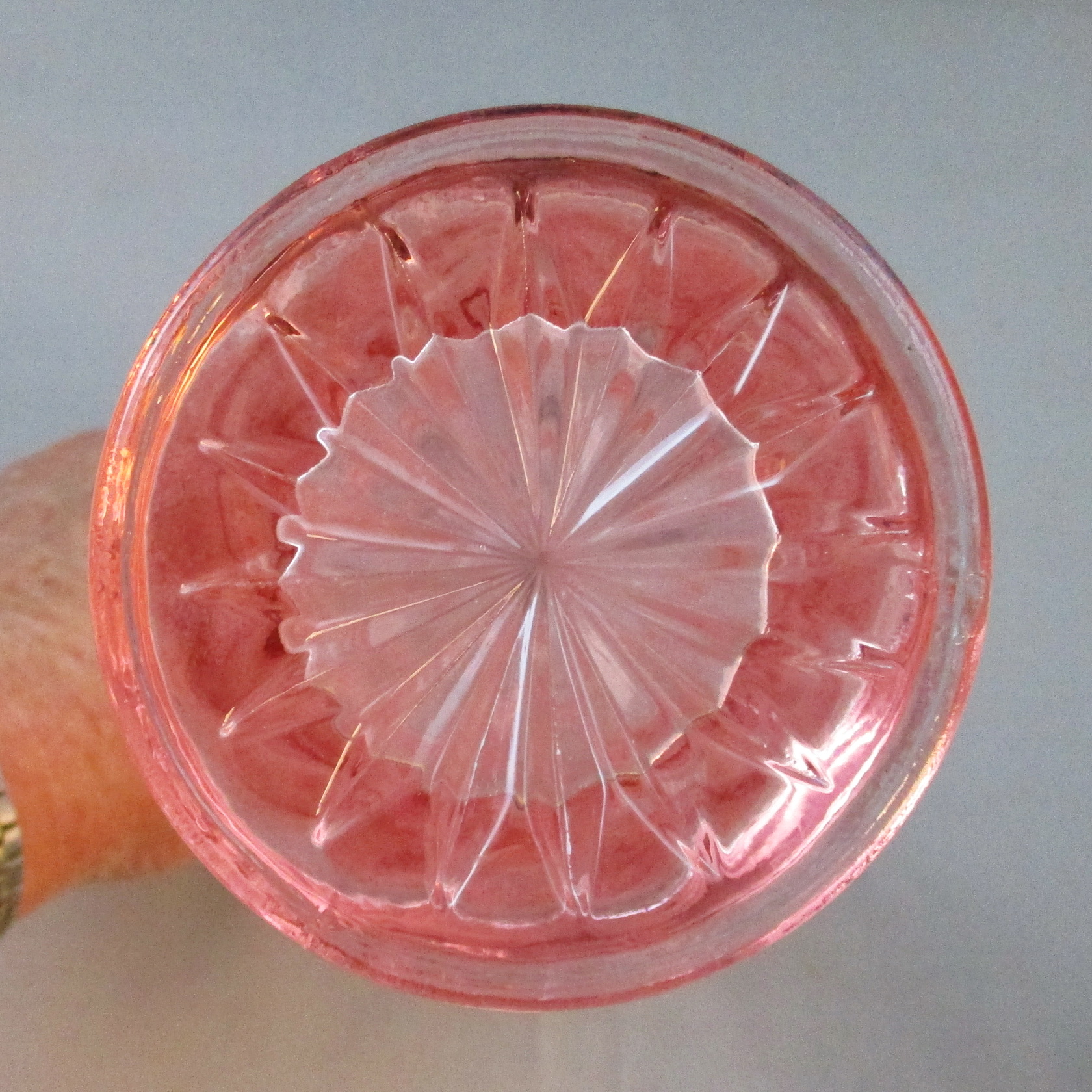 Imperial Pink Morning Glory Carnival Glass Swung Vase Imperial Pink Morning Glory Carnival Glass Swung Vase