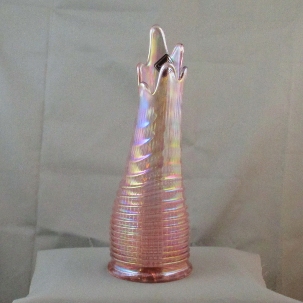 Imperial Pink Ripple Carnival Glass Swung Vase Imperial Pink Ripple Carnival Glass Swung Vase