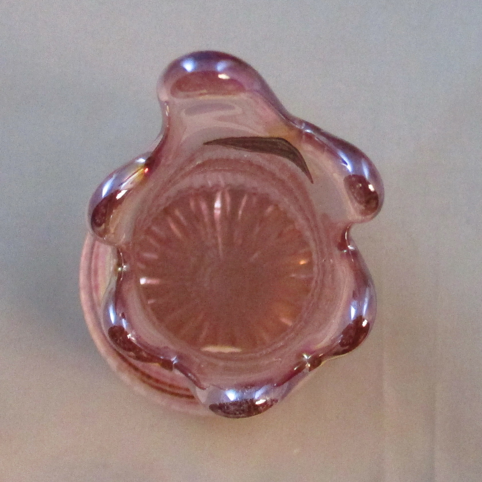 Imperial Pink Ripple Carnival Glass Swung Vase Imperial Pink Ripple Carnival Glass Swung Vase