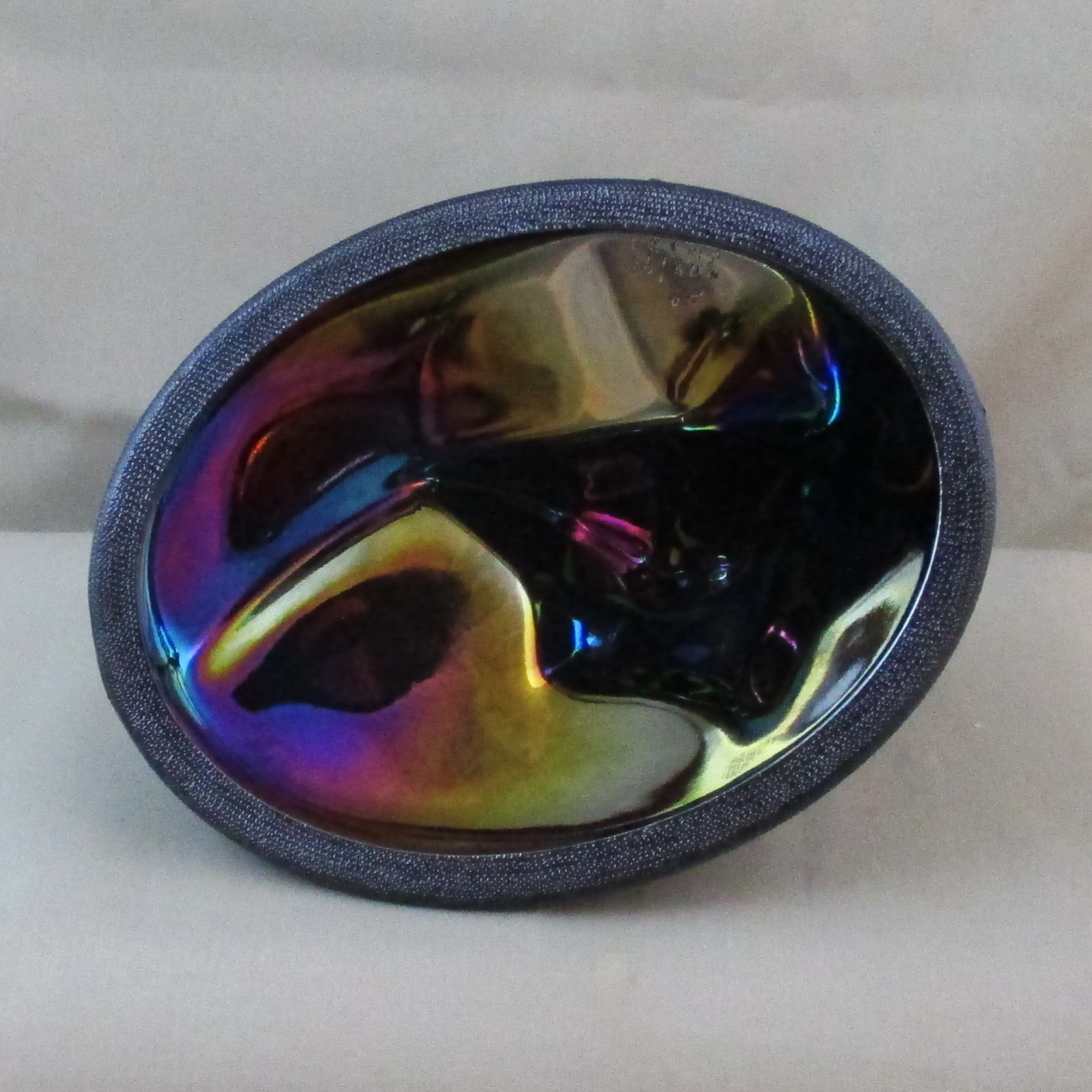 Westmoreland for Levay Black Amethyst Spread Wing Eagle Carnival Glass Covered Animal Bowl Westmoreland for Levay Black Amethyst Spread Wing Eagle Carnival Glass Covered Animal Bowl