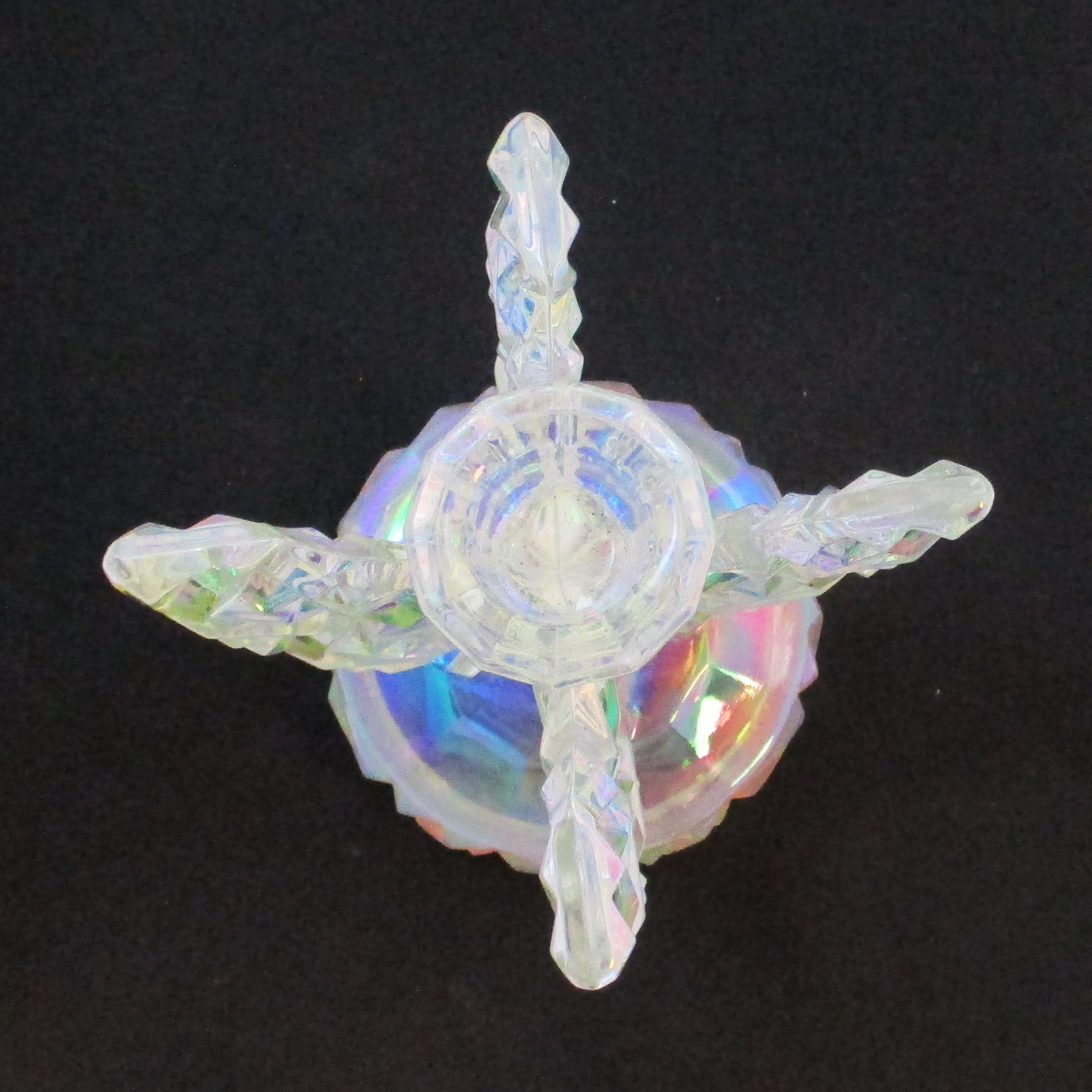 Libochovice White "Winged" Carnival Glass Candle Holder Pair Libochovice White "Winged" Carnival Glass Candle Holder Pair