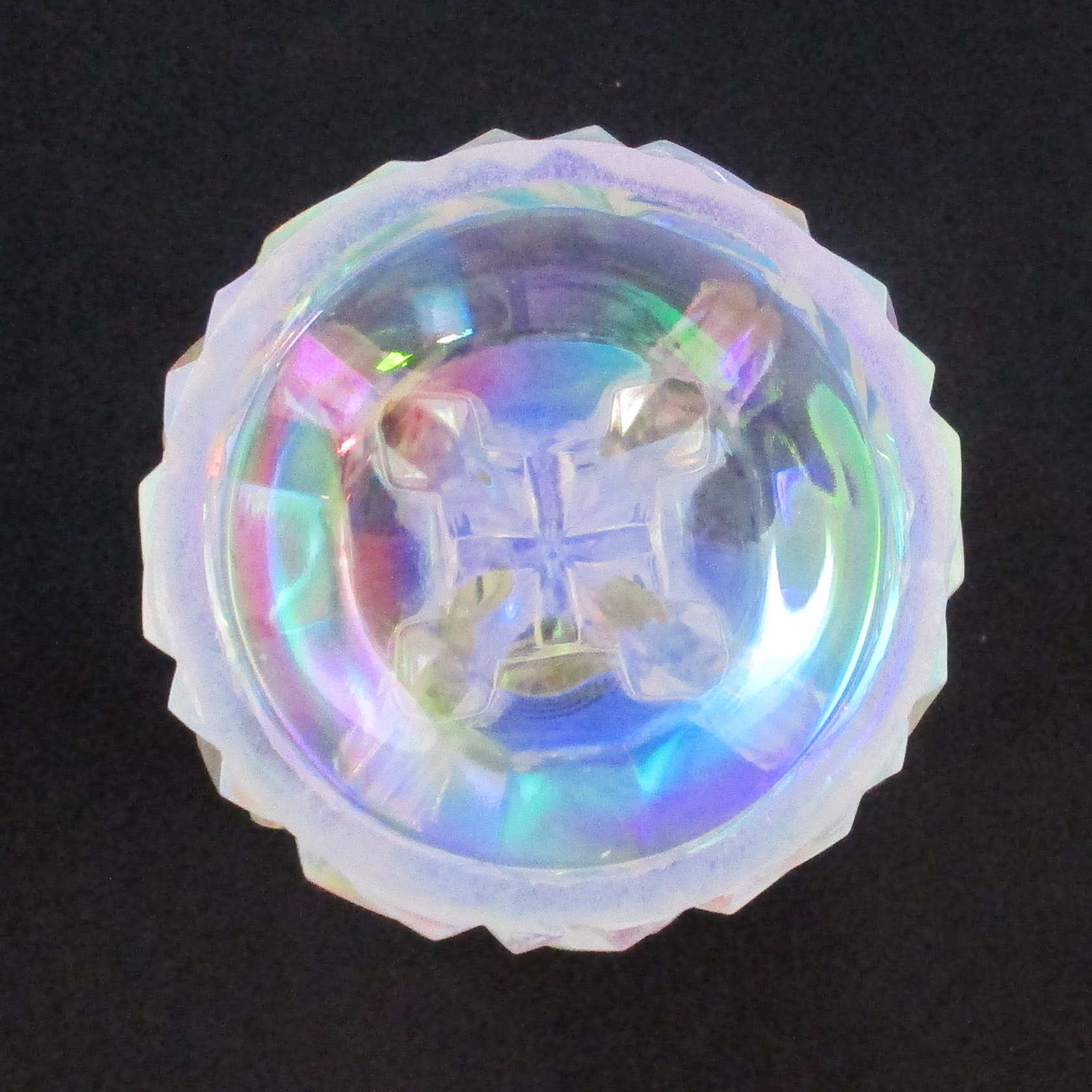 Libochovice White "Winged" Carnival Glass Candle Holder Pair Libochovice White "Winged" Carnival Glass Candle Holder Pair